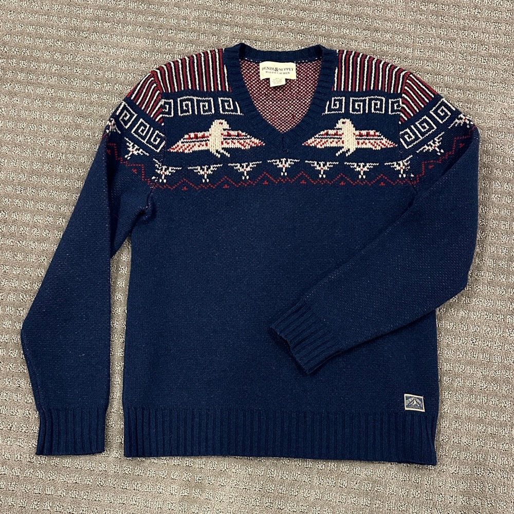 Denim & Supply Ralph Lauren Indian Native American Aztec V-Neck Sweater